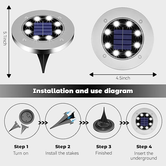 DUUDO 4.6in Solar Lights Outdoor 10 Pack, Solar Garden Outdoor Waterproof Pathway Lights Bright In-Ground Light Outdoor Lighting Decor for Lawn, Patio, Yard, Driveway, Step and Walkway White Light