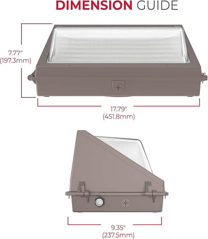 Lumark WP Outdoor LED Wall Light, 120-347V w/Selectable CCT and Lumens, Dimming, Dusk to Dawn - Large