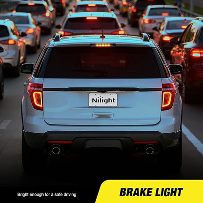 Nilight Third Brake Light Tail High Mount 3rd Stop Lights Smoked Lens Compatible with Ford Explorer U502 2011 2012 2013 2014 2015 Van SUV Rear Center Cab Lamp