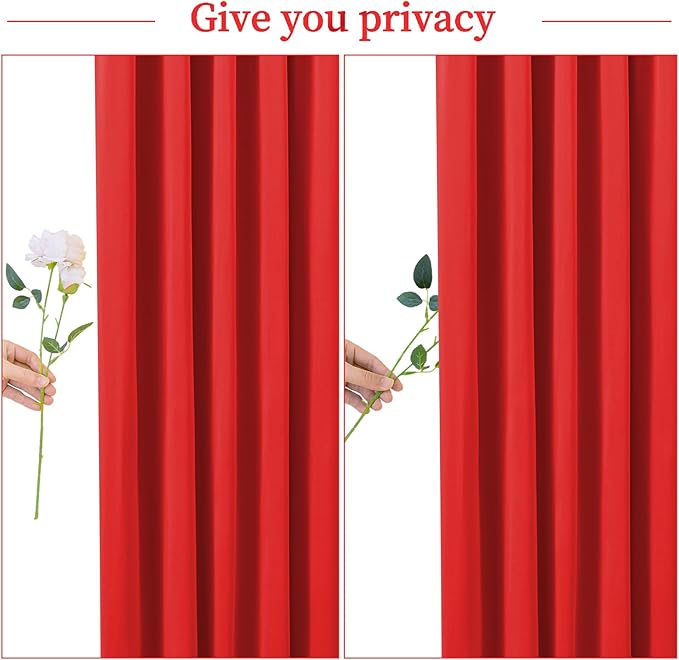 Red Backdrop Curtain for Parties Wedding Wrinkle Free Red Photo Curtains Backdrop Drapes Fabric Decoration for Birthday Party Baby Shower Christmas 5ft x 7ft,2 Panels