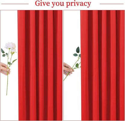 Red Backdrop Curtain for Parties Wedding Wrinkle Free Red Photo Curtains Backdrop Drapes Fabric Decoration for Birthday Party Baby Shower Christmas 5ft x 7ft,2 Panels