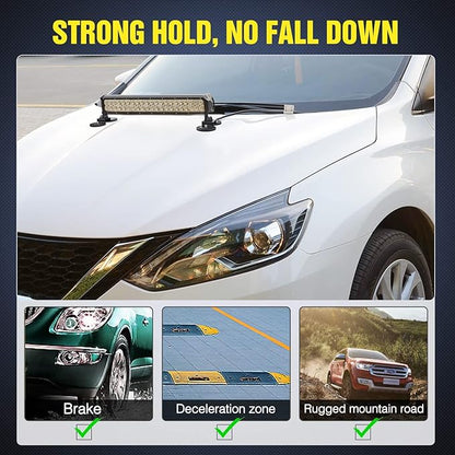 Nilight 2PCS Magnetic Base Light Bar Mounts Universal Fit Strong Sucker Holder W/Rubber Boot for LED Pod Work Lights Auxiliary Driving Lamp on Roof Hood of Off Road Truck SUV Tractor Golf Cart Boats