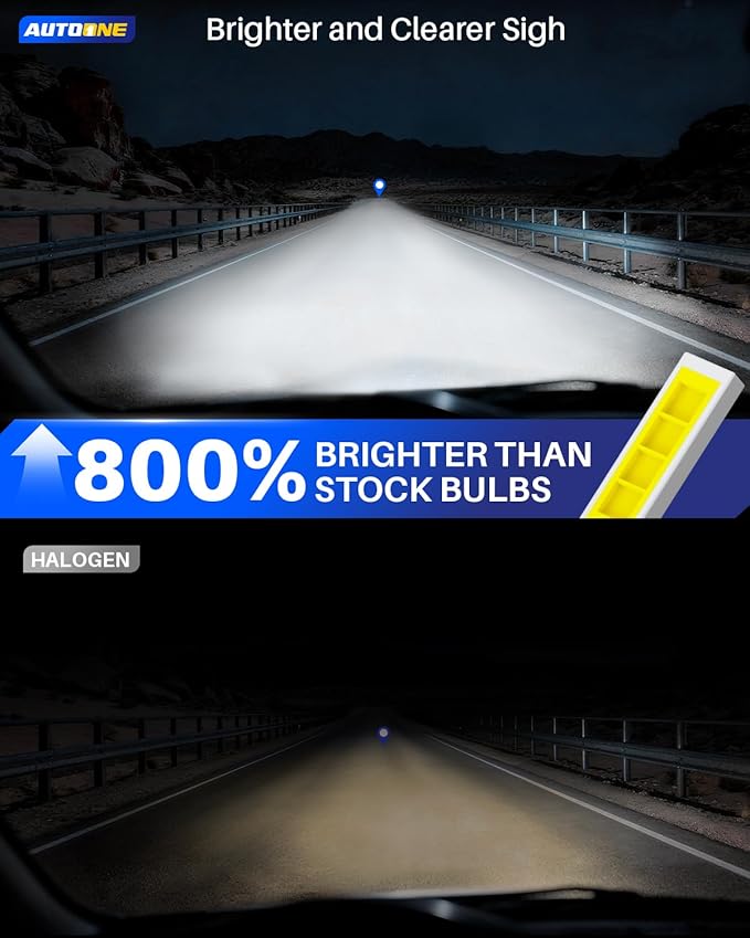 AUTOONE 9005 9006 LED Light Bulbs Combo, 80,000LM 800% Super Brighter, 6500K Cool White, Anti Flicker 1:1 Mini Halogen Size HB3 & HB4 Light Bulb, Plug and Play, Pack of 4