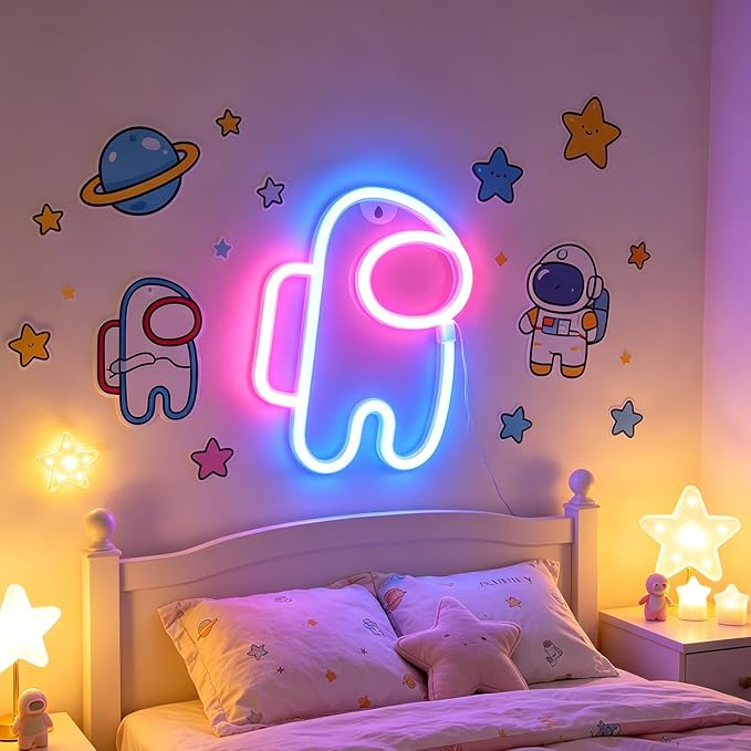 Nordstylee Astronaut Shape Neon Sign Lights Hanging Decorative Neon Lights USB or Battery Operated for Home Bedroom Bar Restaurant Christmas Birthday Party Gift Art Wall Decoration Light