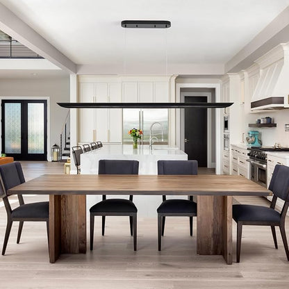 47" Modern Led Linear Pendant Light 36w Dimmable Ceiling Hanging Lights Wood Linear Chandeliers Office Lighting for Dining Room Kitchen Island Pool Table Light Living Room Bar Pendant Light Black