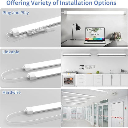 Airand LED Ceiling Light Fixture with Plug, 5FT Triproof LED Tube Lights 45W Linkable Closet Light for Workbench Kitchen Basement Garage Corridor Bathroom Office Overhead Lighting with Plug in Cord