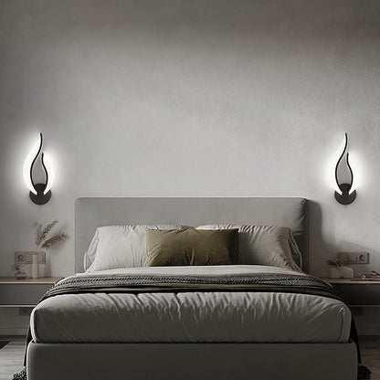 Hard-Wired 2-Pack Modern Indoor Wall Sconce 10W LED Black Dimmable Wall Sconce Set of 2 for Living Room Bedroom Hallway (Cool White Light, 5500K)