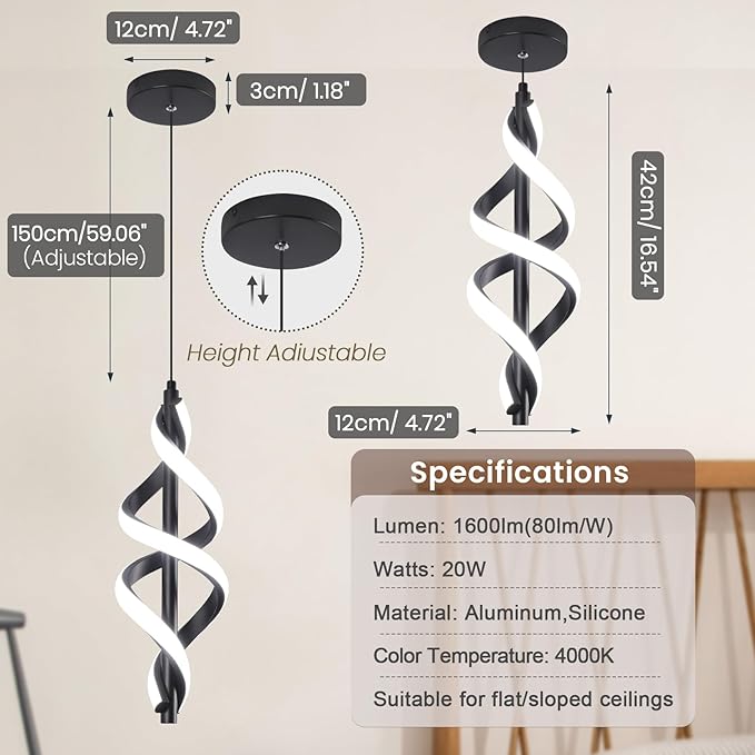3 Packs Black Pendant Light,4000K Kitchen Modern LED Pendant Lights,Adjustable Pendant Lighting Over Island Hanging Pendant Light Fixtures for Kitchen Dining Room Hallway(Black, 3 Packs)