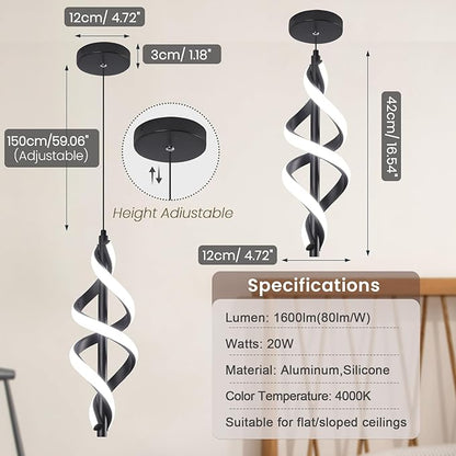 3 Packs Black Pendant Light,4000K Kitchen Modern LED Pendant Lights,Adjustable Pendant Lighting Over Island Hanging Pendant Light Fixtures for Kitchen Dining Room Hallway(Black, 3 Packs)