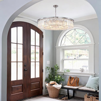 Crystal Chandelier Chrome 18-Lights 3-Tier Modern Luxury Pendant Ceiling Lights Fixture for Dining Room Living Room Bedroom Chandeliers Lighting