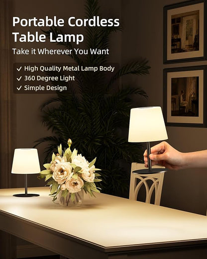 EZVALO Spa-Like Shower Lamp – IP65 Waterproof Bathroom Lamp, Rechargeable Cordless Mood Light, 3 Color Temps for Relaxing Bathroom & Bathtub Experience 2 Pack (Black)