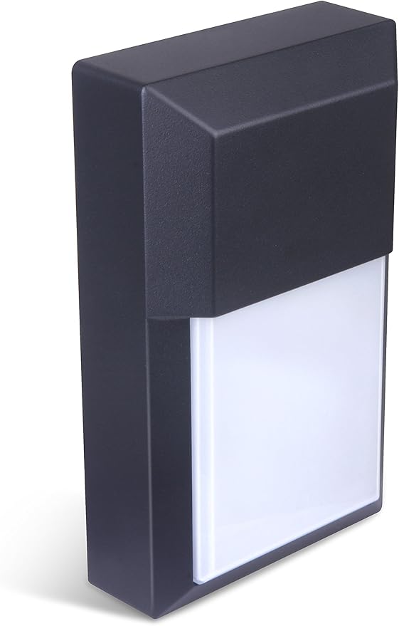 LIT-PaTH Outdoor LED Wall Lantern, Wall Sconce as Porch Lighting Fixture, 12W 1000 Lumens, Aluminum Housing Plus PC, 5000K Black Finish, 1-Pack