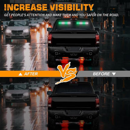 XRIDONSEN 2 in 1 Green White Emergency Strobe Traffic Advisor Light Bar 144 LED Warning Safety Interior Dash Windshield Lights Deck Split Mount for Volunteer Firefighter Vehicles Trucks (2x17.7 inch)