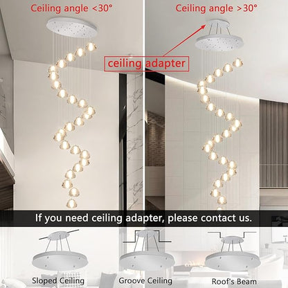 25-Lights Modern Crystal Chandeliers for Staircase LED Handing Light Fixture for Foyer Hallway
