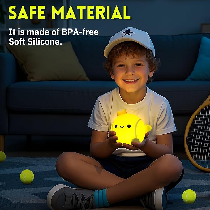 OkiyiD Tennis Gifts, Tennis Ball Night Light for Boys-Rechargeable Squishy Silicone Lamp,Cute Tennis Ball lamp for Tennis Sports Lovers Boys Girls Birthday Gifts