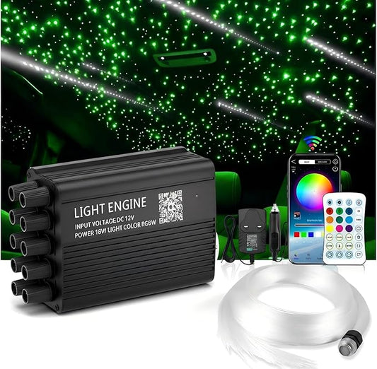 Meteor Twinkle 750 pcs 6.5ft Starlight Headliner Light,16W LED Star Ceiling Fiber Optic Light Kit APP/Remote Control for Car/Home/Party