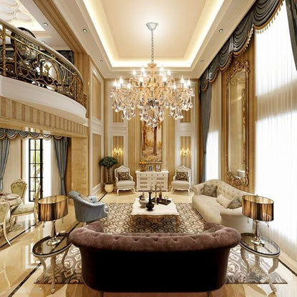 Luxury Cognac Crystal Chandelier 18 Lights,Contemporary K9 Crystal Ceiling Chandelier Lighting Fixture Candle Style E12 Base for Dinning Living Room Bedroom Hallway (18 Lights)