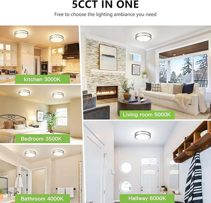 Flush Mount Ceiling Light - 2 Pack 36W 3000K/3500K/4000K/5000K/6000K Dimmable Led Ceiling Light Fixture for Kitchen Hallway Bedroom Bathroom (2, Brushed Nickel, 13 Inch)