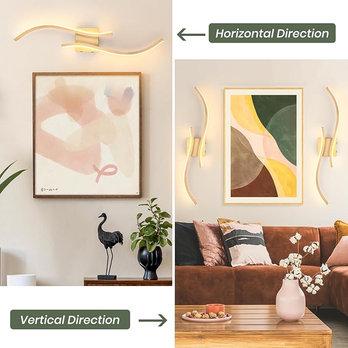 CANEOE Battery Operated Wall Sconces with Remote Control, Rechargeable Dimmable Touch Wall Sconces Set of Two, 3000K-6500K LED Wireless Wall Light for Living Room Bedroom Hallway,31.5inch(Gold)
