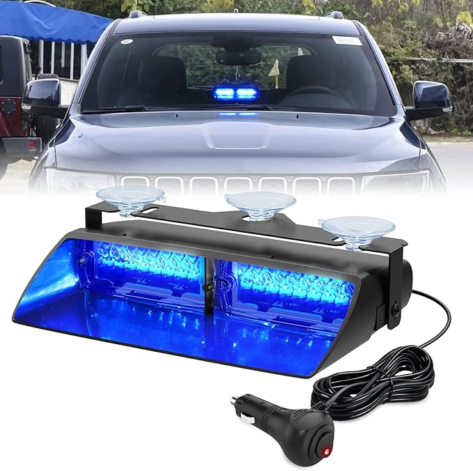 Nilight Blue Emergency Strobe Lights Windshield Hazard Warning Safety Flash with Suction Cups Super Bright LED Strobe Light for Police Enforcement Firefighters Vehicle Truck