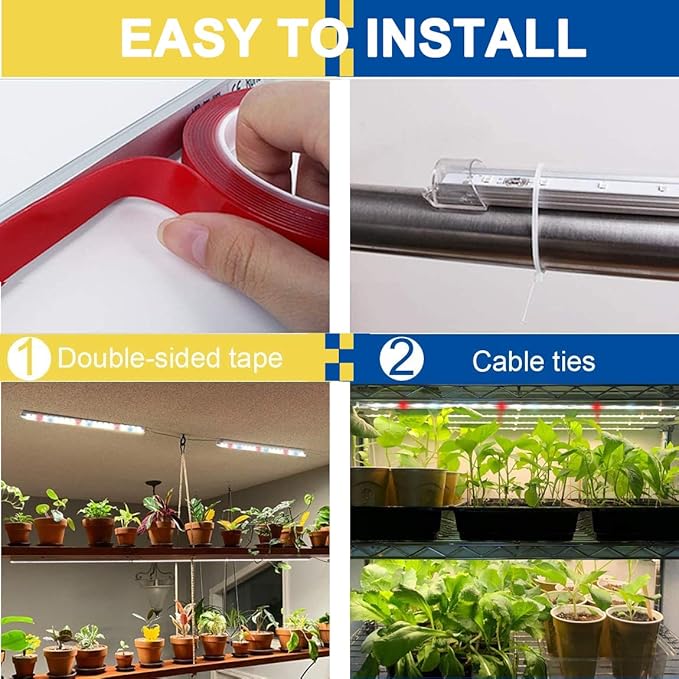 LED Grow Lights Strips for Indoor Plants with Auto ON & Off Timer, T5 Sunlike Full Spectrum Grow Lights Bar Growing Lamps for Greenhouse Shelves Hydroponics Succulent, 4 Dimmable Levels