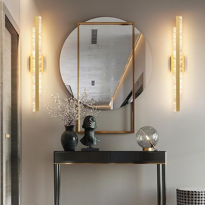 Modern Bathroom Vanity Light: Brushed Gold 32 inch 28W Dimmable LED Bath Bar Light Fixtures Over Mirror - Wall Sconce Picture Lights for Paintings Cabinets Bedroom 3000k