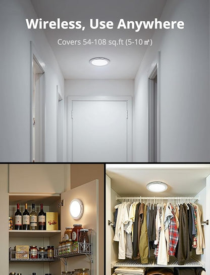 Combuh Battery Operated Shower Light Waterproof Inside, Rechargeable Motion Sensor Ceiling Lights Battery Powered with Remote, No Wiring Magnetic Cordless LED Overhead Lighting for Closet Hallway