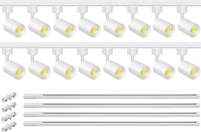 VANoopee 16-Light LED Track Lighting Kit with 13FT H Type Track Lighting Rail, Dimmable LED Track Light Heads Modern Kitchen Track Lighting Fixtures Ceiling Spot Light 3000K 24° CRI90+ 10W 800lm White