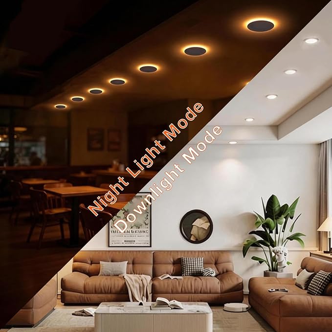 LEDVANCE 4" Night Ring Recessed Ceiling Downlight with Night Light, 10W, Recessed Lighting with 5 CCT (2700K/3000K/3500K/4000K/5000K), 830 LMS, 90 CRI, Energy Star, Damp Rated - 1 Pack (65792)