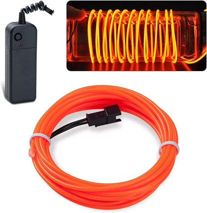 lychee 9ft EL Wire Neon Glowing Strobing Electroluminescent Light El Wire w/Battery Pack for Parties, Halloween Decoration (Orange)