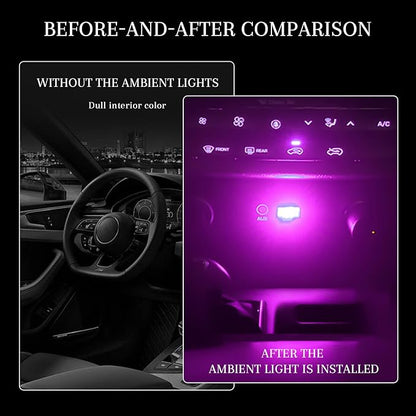 4 PCS USB LED Car Interior Atmosphere Lamp, Portable Mini Auto LED Decor Night Light, Plug-in USB Interface Ambient Lighting Kit, Universal Car Interior Accessories(Purple)