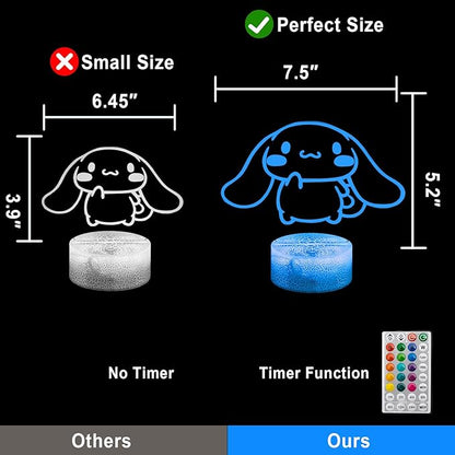 KIEAL 16 Colors Cartoon Night Light, Anime Character Change Decor Lamp with Remote, Dim, Timer, Fans Kids Gifts for Christmas Birthday Boys Girls