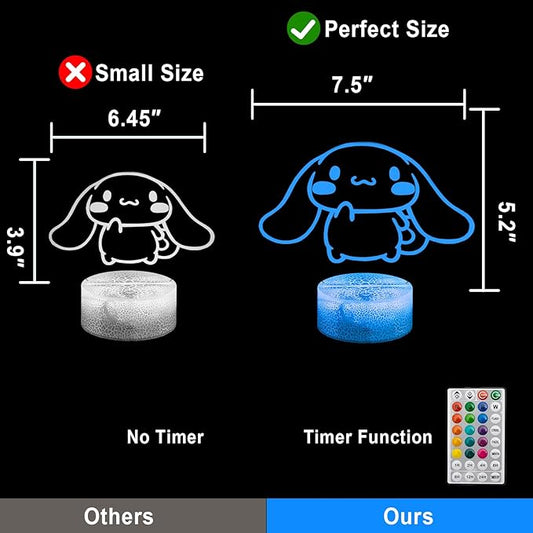 KIEAL 16 Colors Cartoon Night Light, Anime Character Change Decor Lamp with Remote, Dim, Timer, Fans Kids Gifts for Christmas Birthday Boys Girls