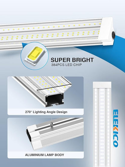 Upgrade Super Bright 6 Pack 60W LED Shop Lights 4FT | 4' 9000LM 5000K 48 inch Linkable 4FT LED Shop Light With Plug in For Workshop Garage Lighting Warehouse Shop Workbench Supermarket Basement Barn
