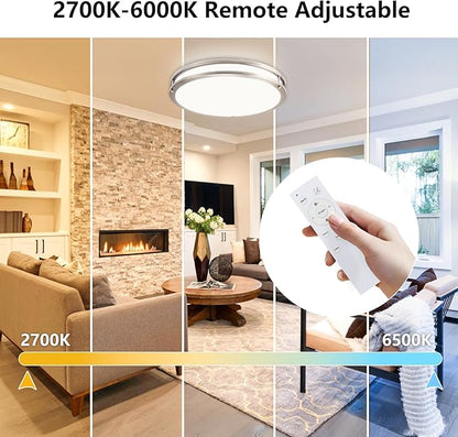 Flush Mount Ceiling Light - 2 Pack 36W 3000K/3500K/4000K/5000K/6000K Dimmable Led Ceiling Light Fixture for Kitchen Hallway Bedroom Bathroom (2, Brushed Nickel, 17.5 Inch)