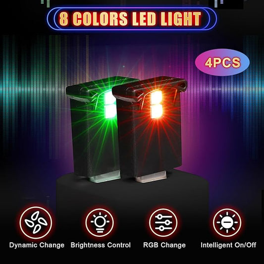 Frienda 4 Pieces Mini USB LED Light, Car LED Interior Lighting 5v Smart USB Atmosphere Light, Laptop Keyboard Office Decoration Night Lamp, Adjustable Brightness, 8 Colors (Type C)