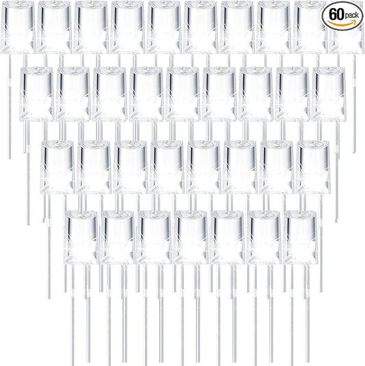 Mudder 60 Pcs Valentine's Day LED 5mm Outdoor String Light Mini Replacement Bulb Energy Efficient LED Patio Wire Light Connectable Home Decor for Festival Patio Garden Valentines Holiday(Cold White)