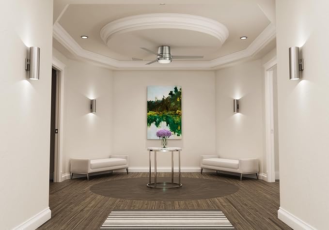 Casablanca 54 inch Indoor Ceiling Fan with LED Light - Low Profile Flush Mount Ceiling Fan for Bedroom, Living Room, or Kitchen, Wall Control, 3 Blades, Includes Bulb - Commodus 59573, Brushed Nickel