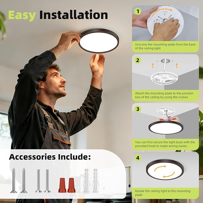hepside 2PACK Flush Mount LED Ceiling Light Fixture 5CCT 7Inch 15W & 100W Equivalent Closet Light Fixture,Small Round Slim Surface Ceiling Lamp for Hallway,Bathroom,Bedroom,Kitchen,Interior