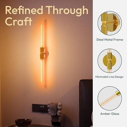 ALAMPEVER Modern Linear Wall Sconce with LED Bulb Included, Dimmable Minimalist Wall Light for Bathroom, Bedroom, Living Room & Hallway, 1 Pack