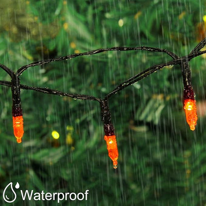 MAGOTAN Christmas Lights Outdoor Battery Operated - 50 LED String Lights with Timer for Halloween Christmas Tree Wreath Party Home Garden Indoor Outdoor Decor, Waterproof, Orange
