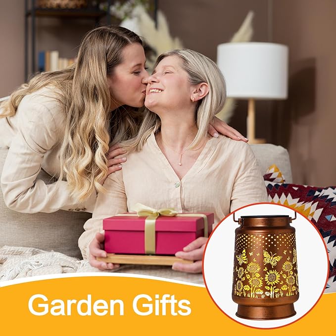 Butterfly Solar Lanterns Outdoor Waterproof,Garden Decor Metal Hanging Decorative Solar Lights,Mothers Day Gifts,Birthday Gifts for Women Mom Grandma,Gardening Gifts for Yard,Patio, Lawn,Tabletop