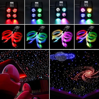 AKEPO 36W 4 Color Twinkle Fiber Optic Starlights Headliner Lights Kit, Optical Fibers Music Sync Bluetooth APP Control Starlight Kit, 1500pcs*13.1ft
