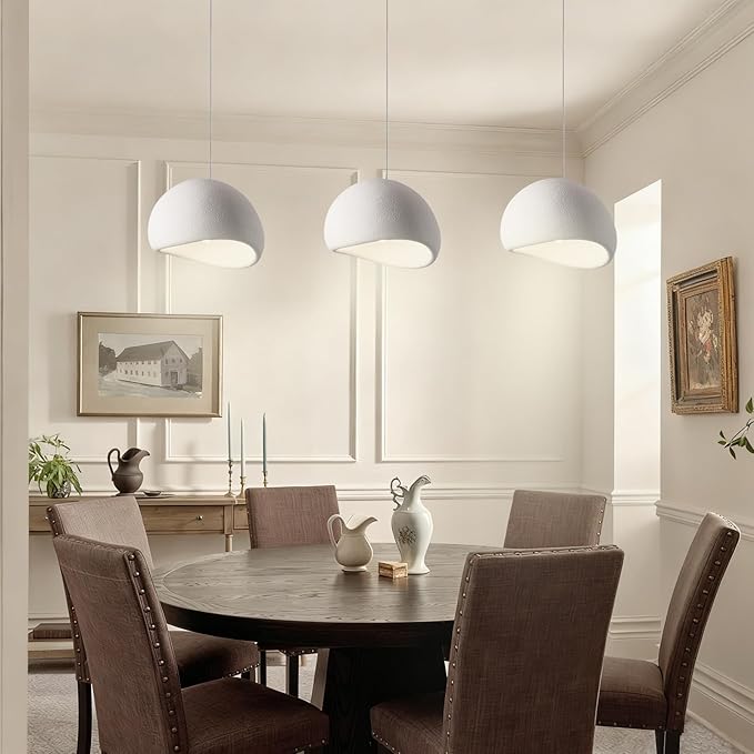 60CM White Modern Pendant Lights,Adjustable Hanging Light Fixtures,Japanese Hanging Lamp,Japandi Chandelier Light,Island Lights for Kitchen(White, 60cm/23.6in)