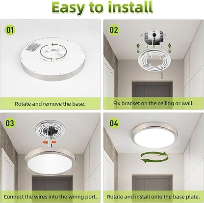 hykolity 9 Inch Selectable CCT LED Round Flat Panel Light, 18W 1800LM 3000K/4000K/5000K, Edge-Lit Flush Mount Ceiling Light Fixture for Kitchen, Bedroom, Laundry and Closet Room, Brush Nickel