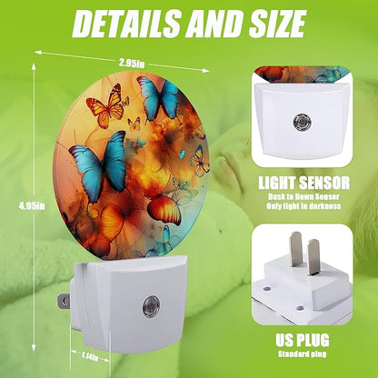 Colorful Butterfly Night Light,Night Lights Plug into Wall for Kitchens Toilets Bedroom Decorative Half Round Nightlight Led Lamp 0.5W Sleep Friendly