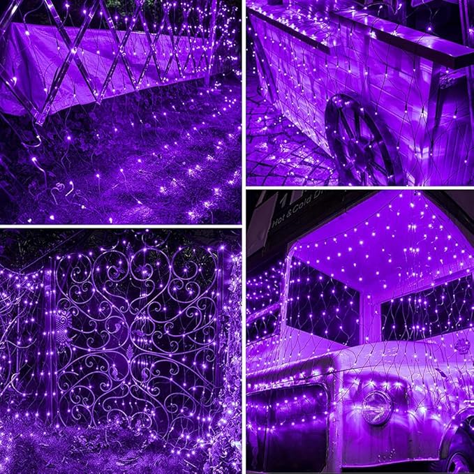 FULLBELL Christmas Lights Black Fairy Lights 33 feet 100 LED String Lights, Memory Controller and Extendable Christmas Decorations for Wedding, Indoor Outdoor - Purple