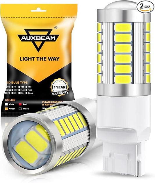 Auxbeam 7440 LED Bulbs, 6500K White, Super Bright W21W 7441 7440A 7440AL Replacement Bulb for Backup Reverse Lights, 3030 33-SMD Chipset, Pack of 2