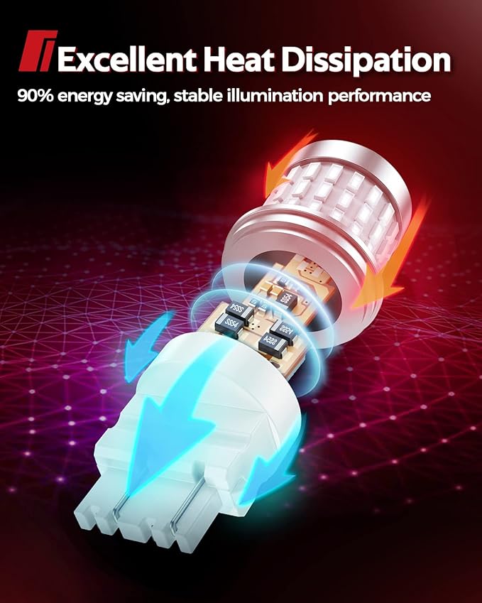 Torchbeam 3157 Red LED Tail Lights, Super Bright 3156 3056 3057 4157 4057 3457 Brake LED Bulbs, 3000 Lumens Brake Tail Parking Stop Lights Bulbs, Pack of 2