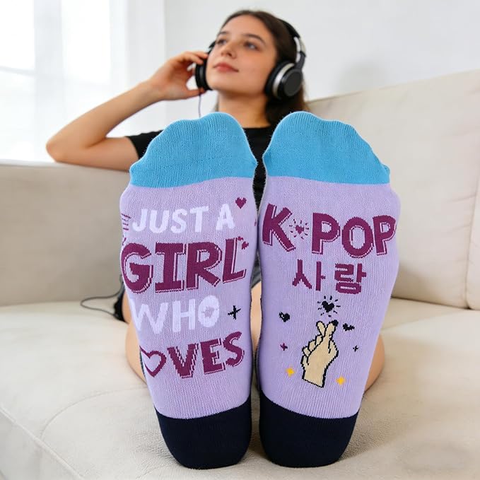 Sophauteem K-Pop Socks for Girls, Cute Crew Socks, Korean Pop Fan Gift, Kpop Lover Socks for Teens Women, Music Lover Gift